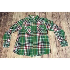 True Religion Women’s Long Sleeve Button Up Polo Shirt Green Red Size 3XL XXXL